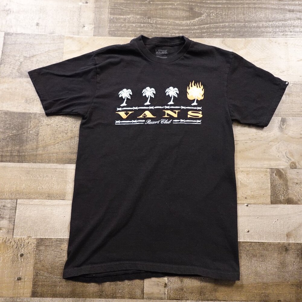 Vans Resort Club Graphic T-Shirt Boys Large Black Skate Streetwear